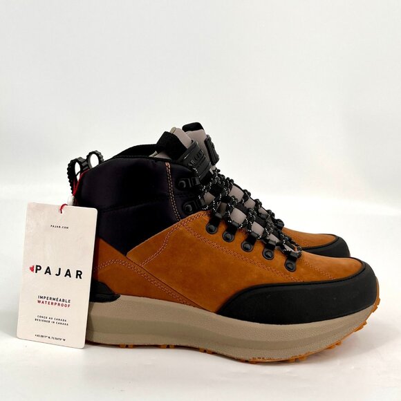 Pajar Urban Alpn Men's Waterproof Hiking Boots Size 8.5 Cognac Black Leather-NWD - Picture 6 of 16